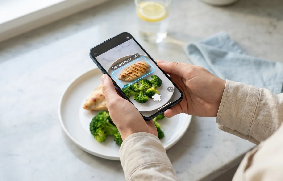 AI food portion estimation with phone camera